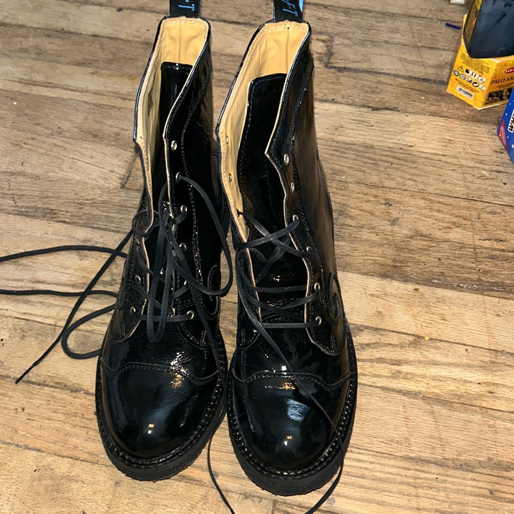 Fluevog Tardy patent boots 11